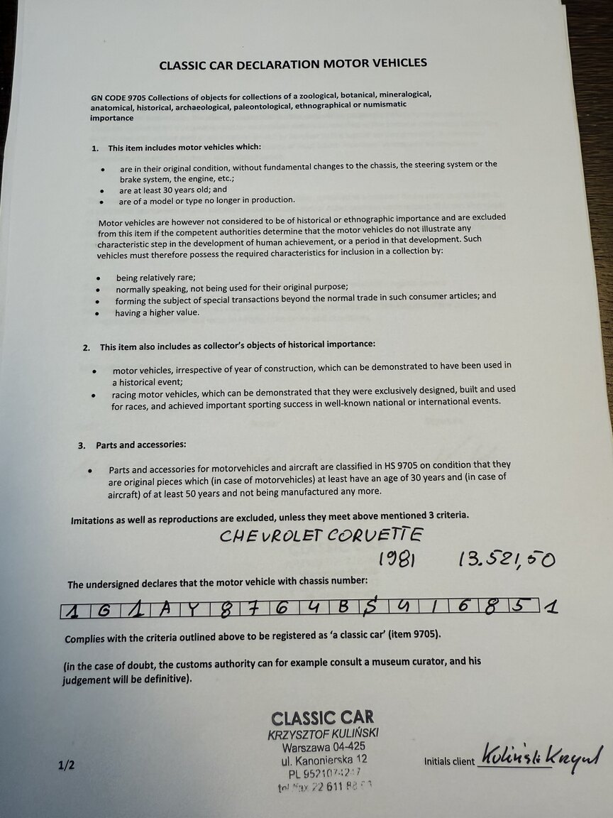 Dokumentation för 1981 Chevrolet Corvette (5)