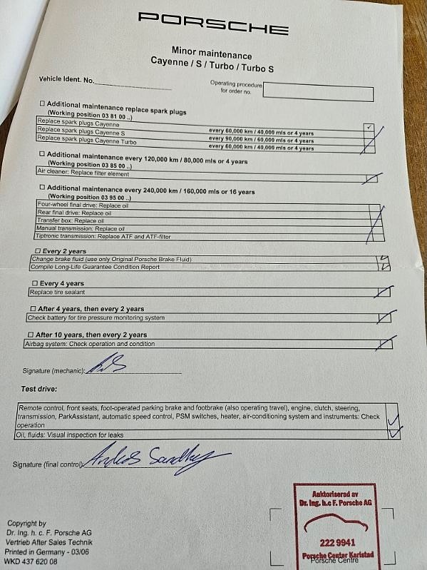 Documentation for 2005 Porsche Cayenne Turbo WLS