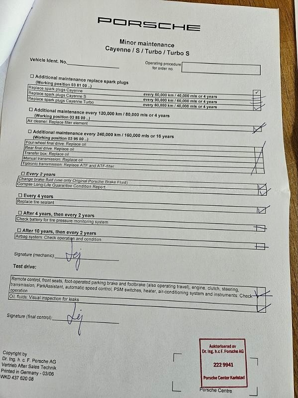 Documentation for 2005 Porsche Cayenne Turbo WLS