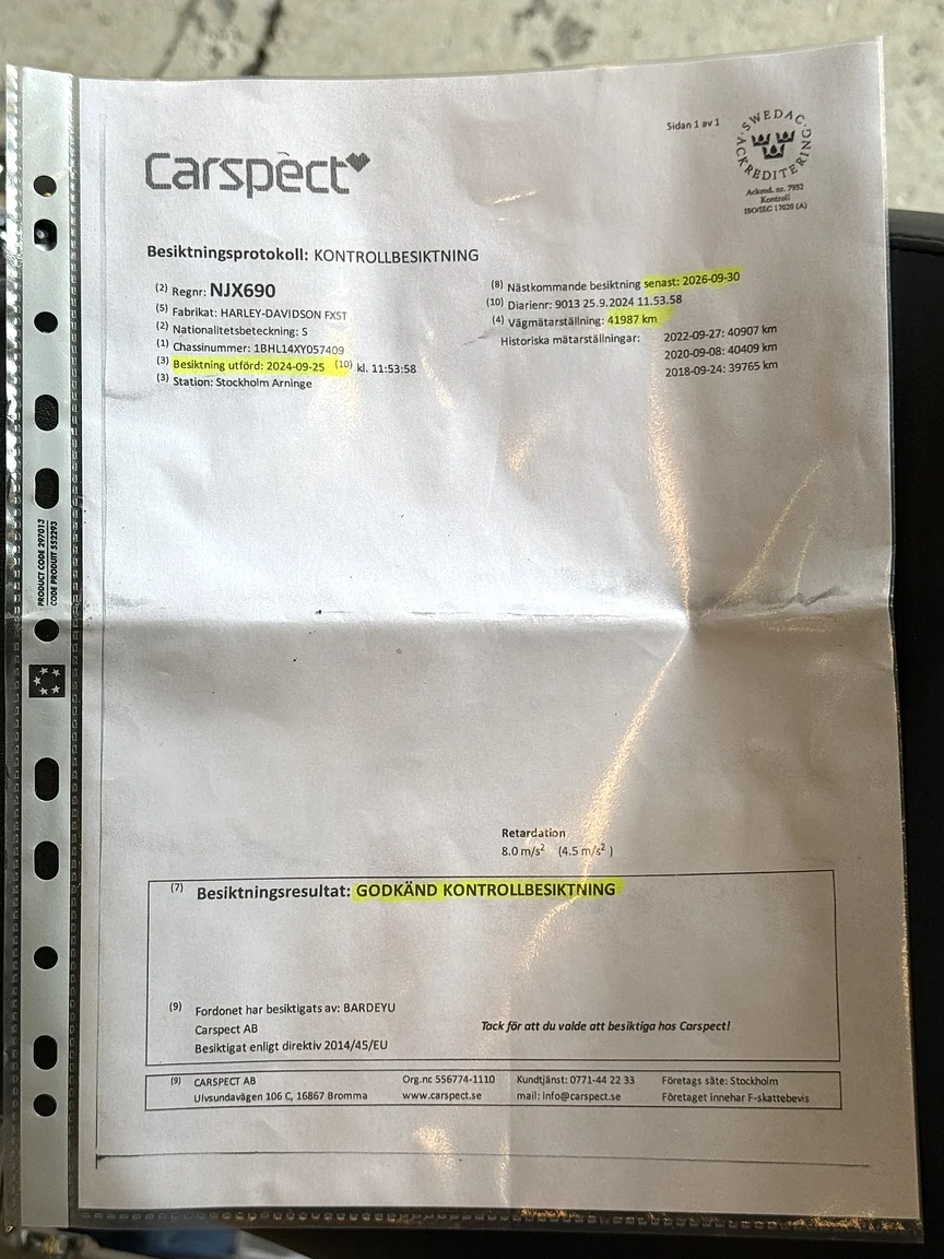 Documentation for 1999 Harley-Davidson Fxst Softail (1)