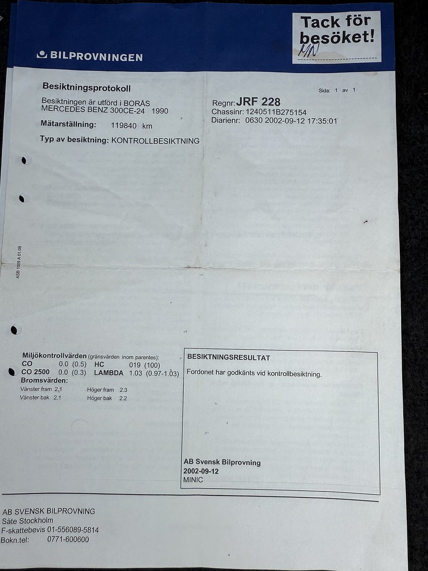 Dokumentation för 1990 Mercedes-Benz 300CE-24