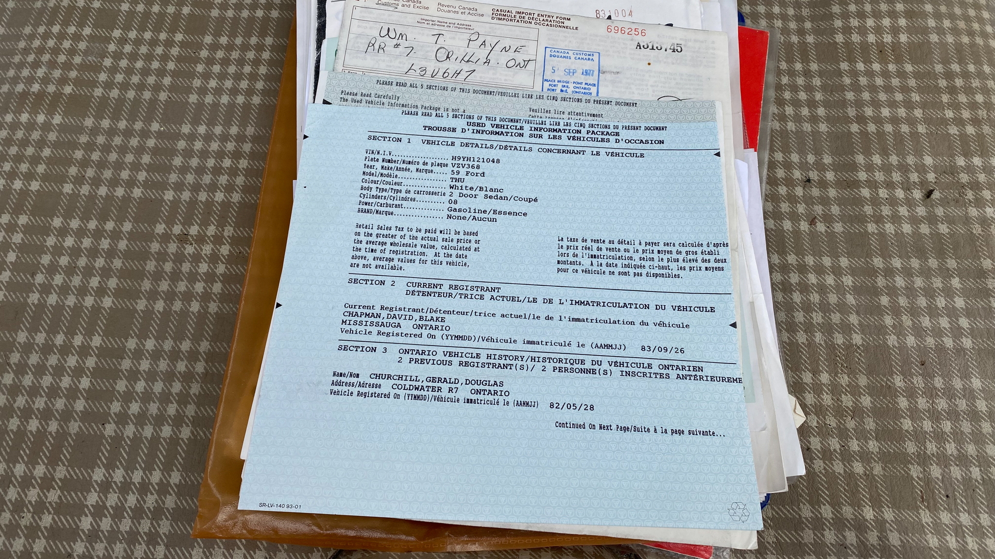 Dokumentation för 1959 Ford Thunderbird hardtop