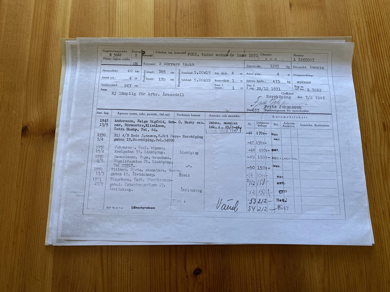 Dokumentation för 1931 Ford A Luxe Sedan (9)