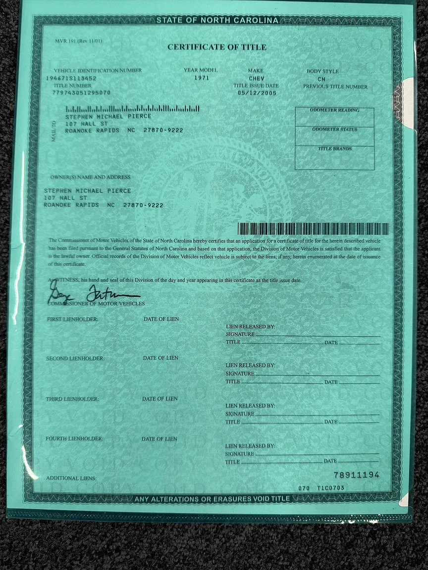 Dokumentation för 1971 Chevrolet Corvette Stingray Special 598 cui V8 795 hk (24)