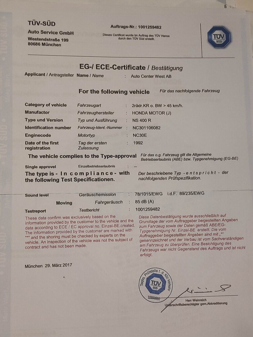 Documentation for 1992 Honda VFR400R NC30
