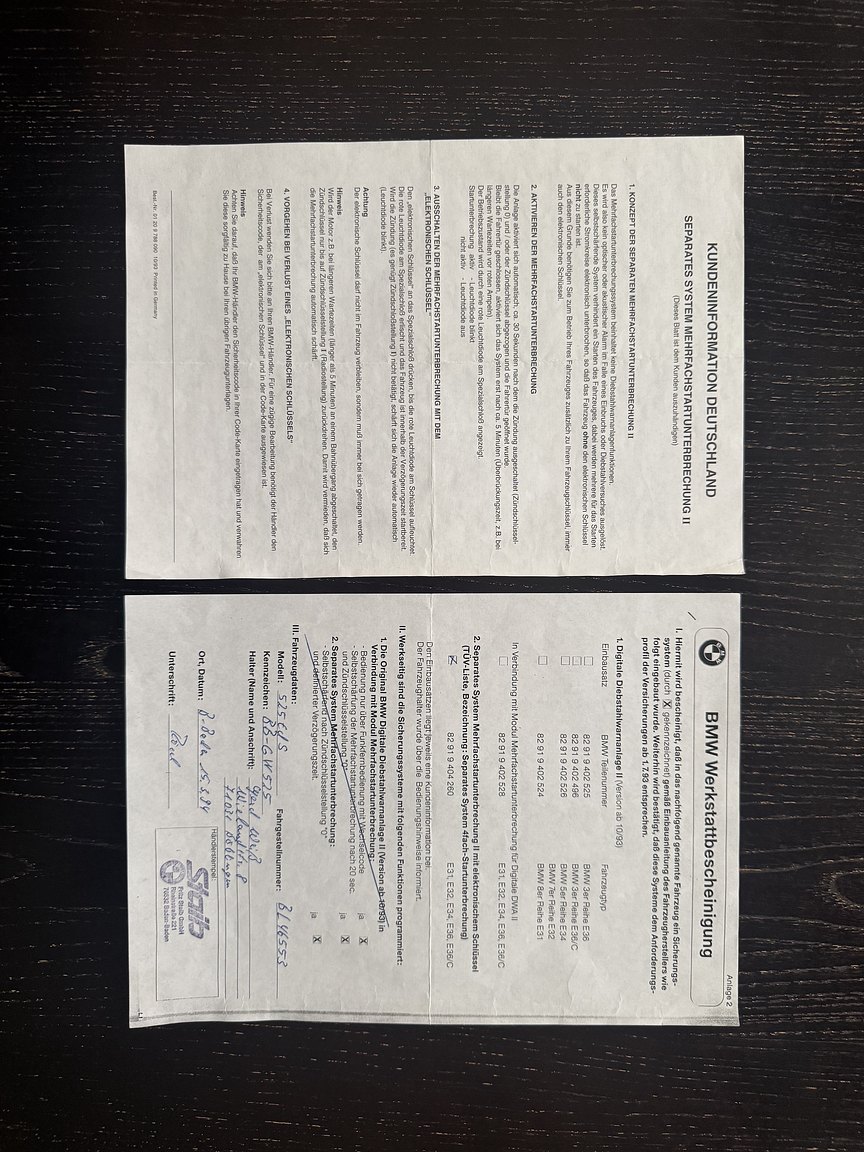 Dokumentation för 1993 BMW 525 tds "No Reserve Auction"