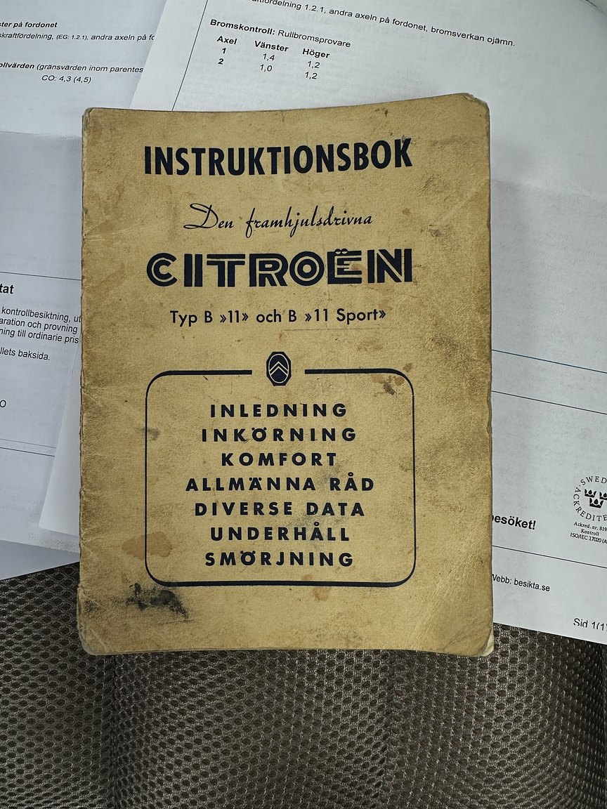 Dokumentation för 1951 Citroën Berline 11 Sport