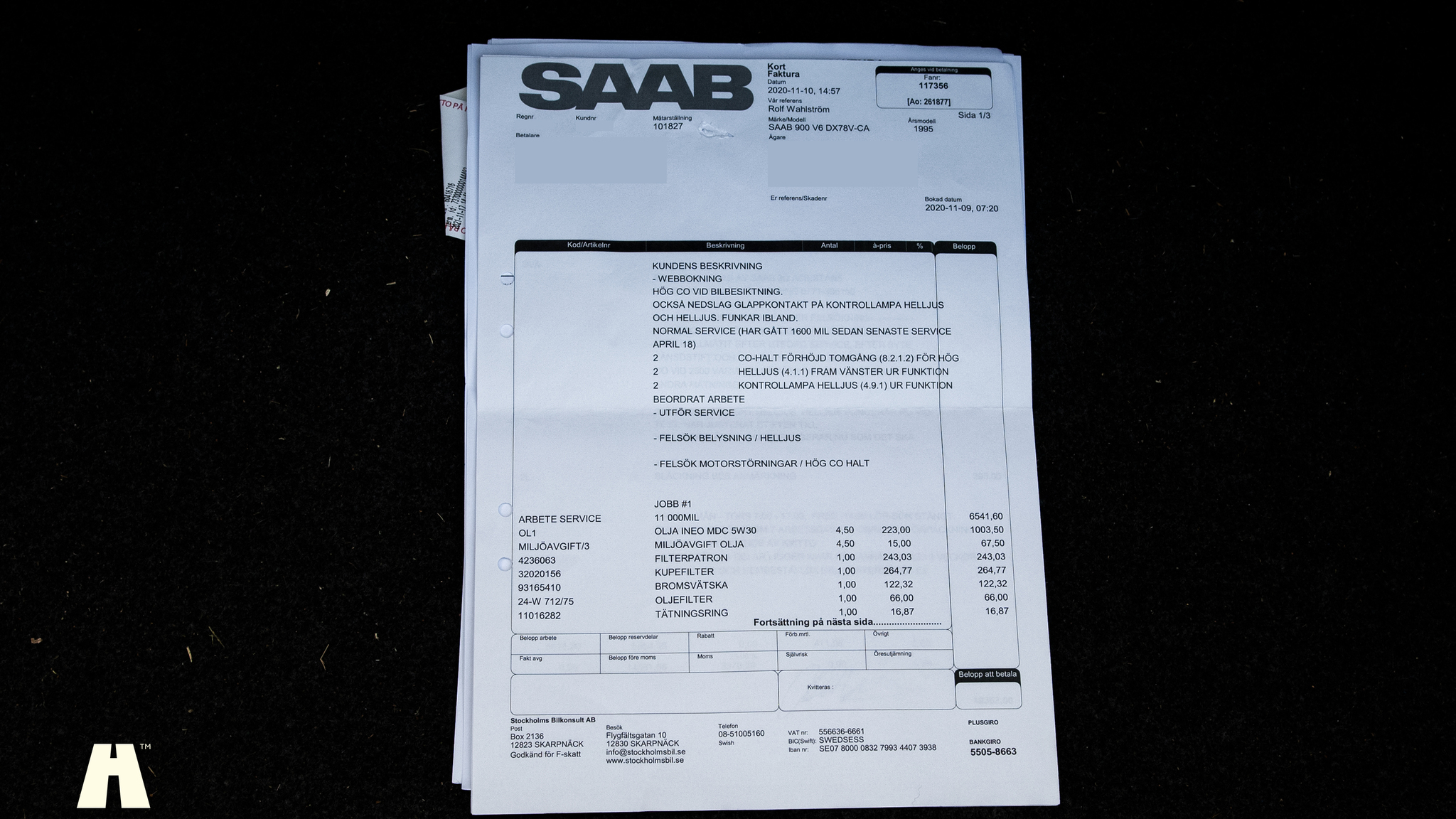 Dokumentation för 1995 SAAB 900 SE V6 Automat