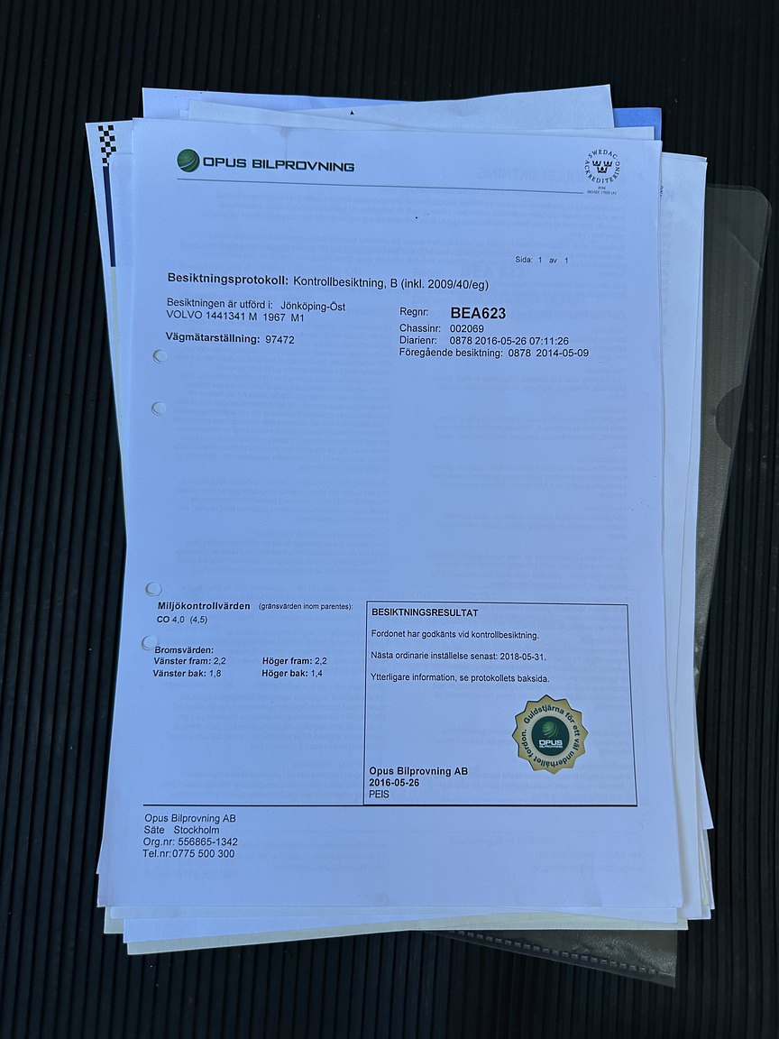 Documentation for 1967 Volvo 144 1.8 