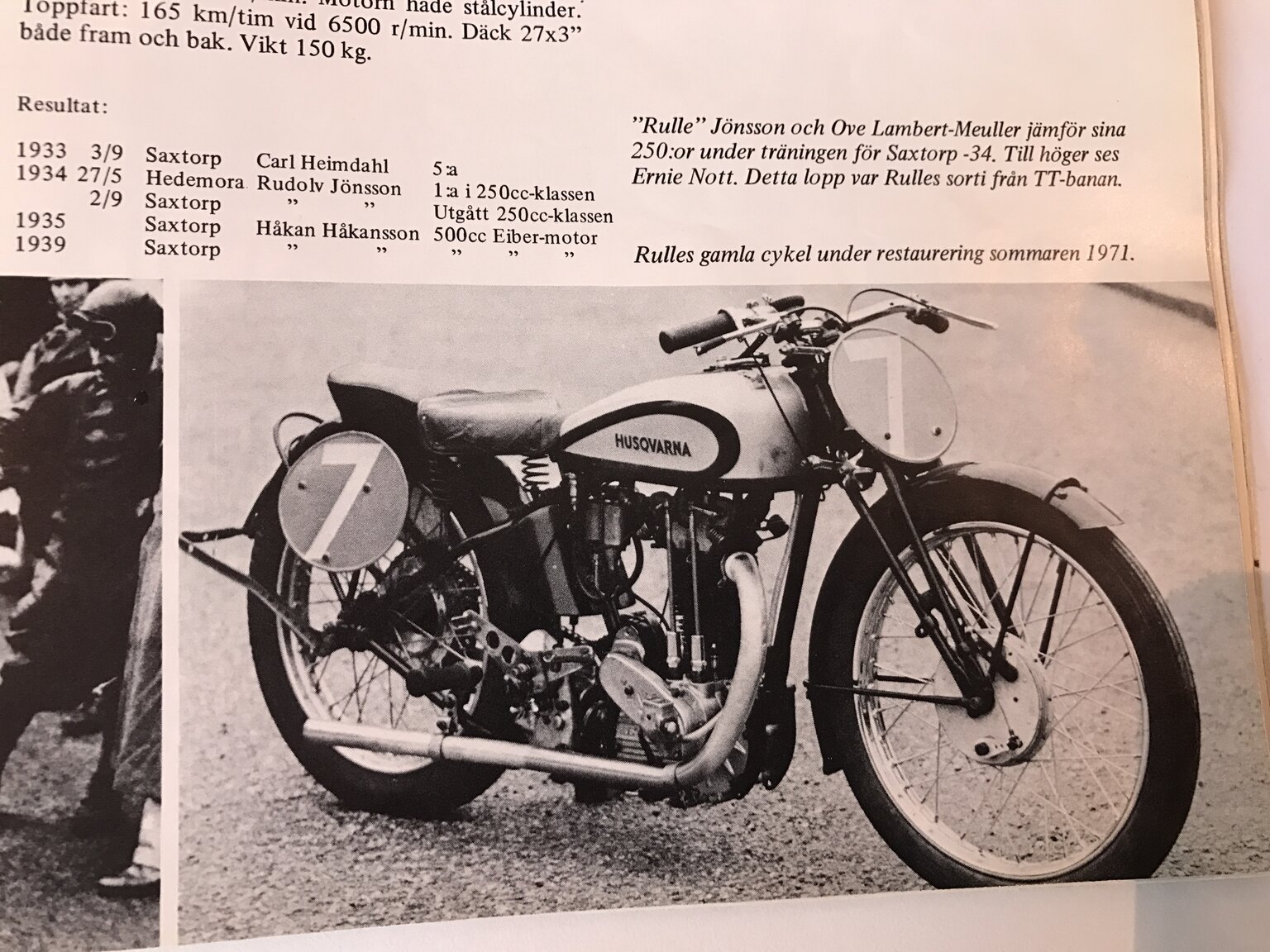 Dokumentation för 1933 Husqvarna 350
