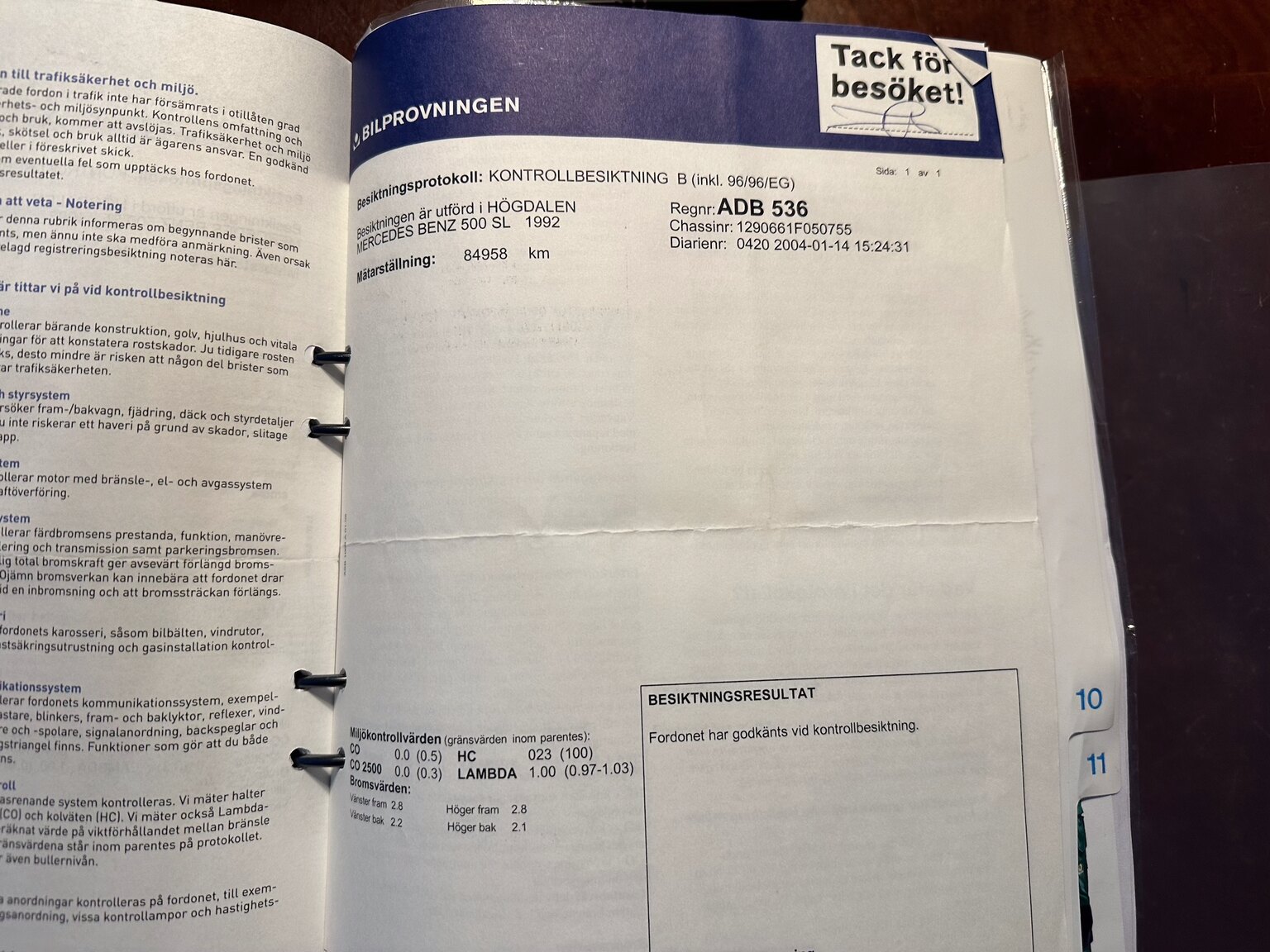 Dokumentation för 1992 Mercedes-Benz SL 500