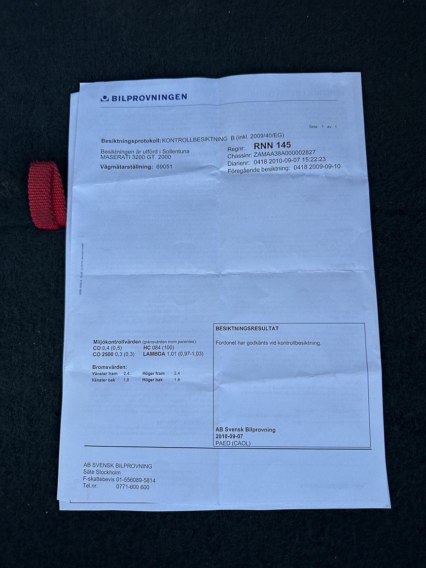Documentation for 2000 Maserati 3200 GT