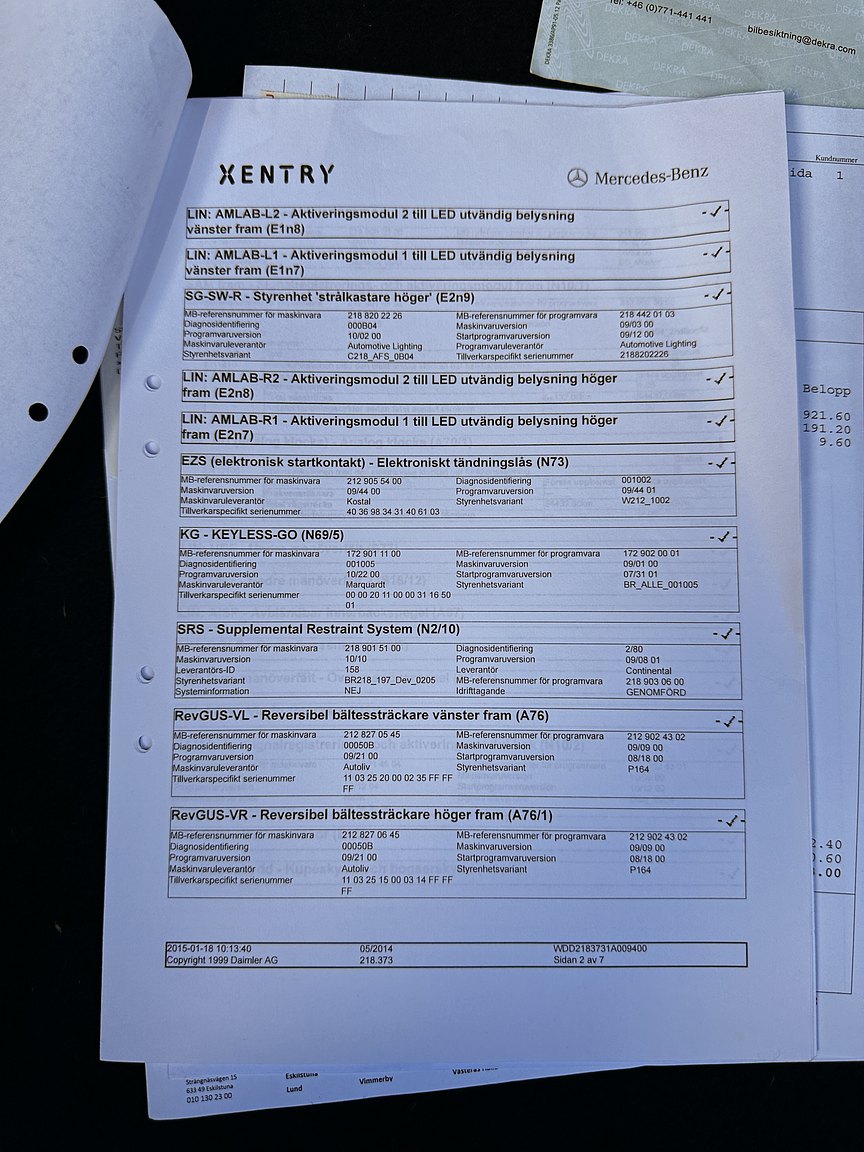 Documentation for 2011 Mercedes-Benz CLS 500