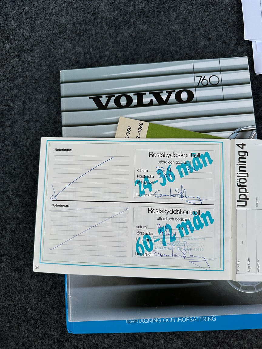 Documentation for 1986 Volvo 760 GLE 2.8 V6 Automatisk