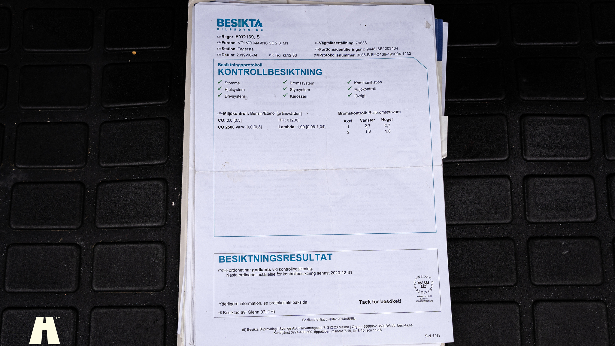 Documentation for 1995 Volvo 940 SE