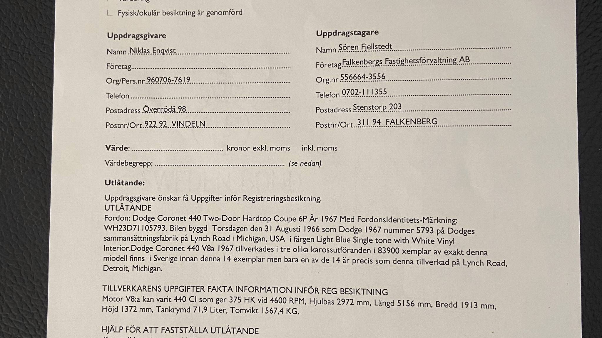 Dokumentation för 1967 Dodge Coronet 440 (5)