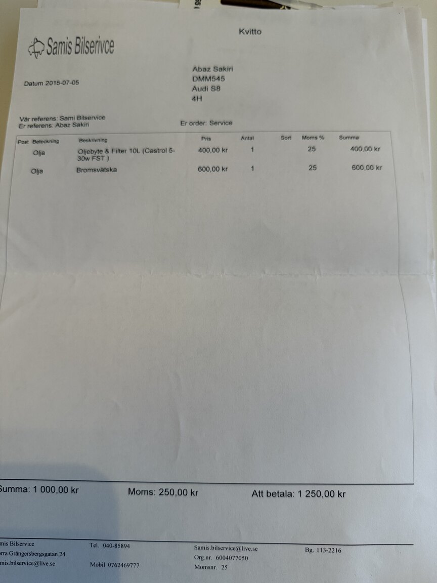Documentation for 2009 Audi S8 5.2 V10 FSI Quattro