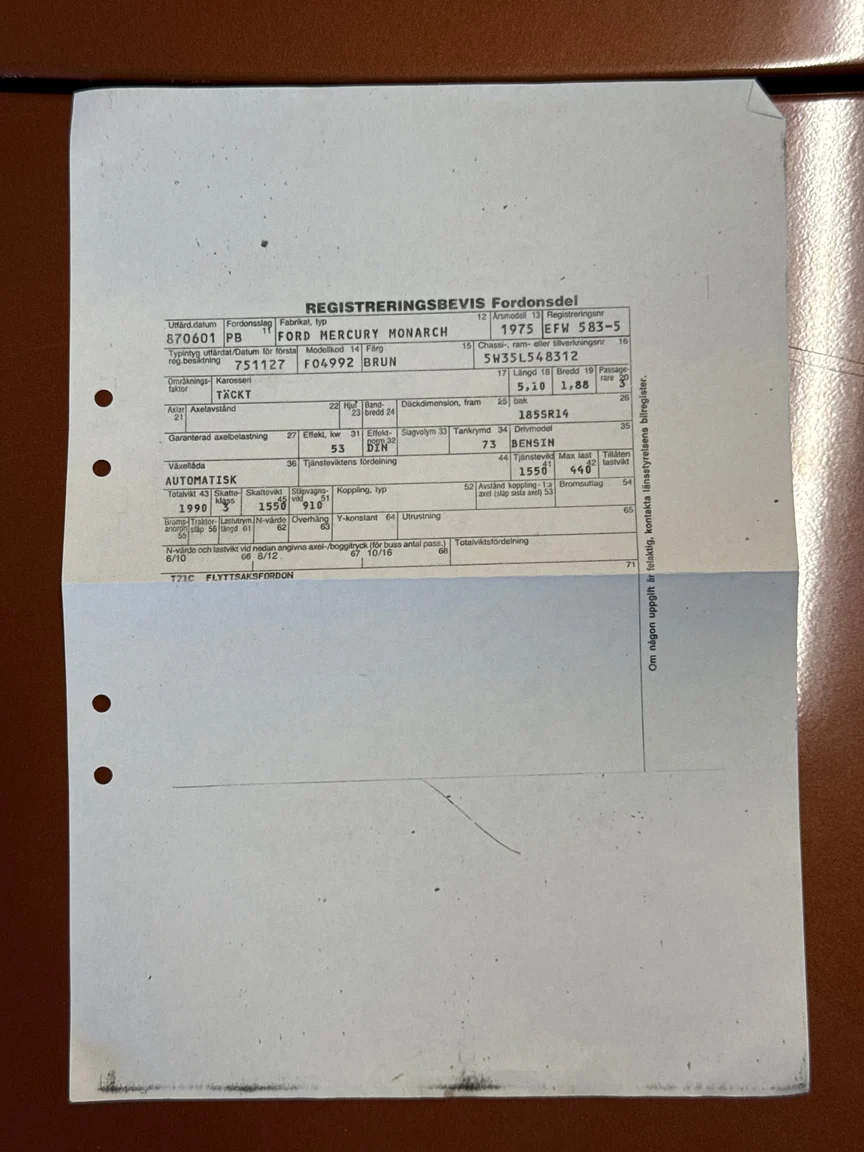 Documentation for 1975 Mercury Monarch Coupe (14)