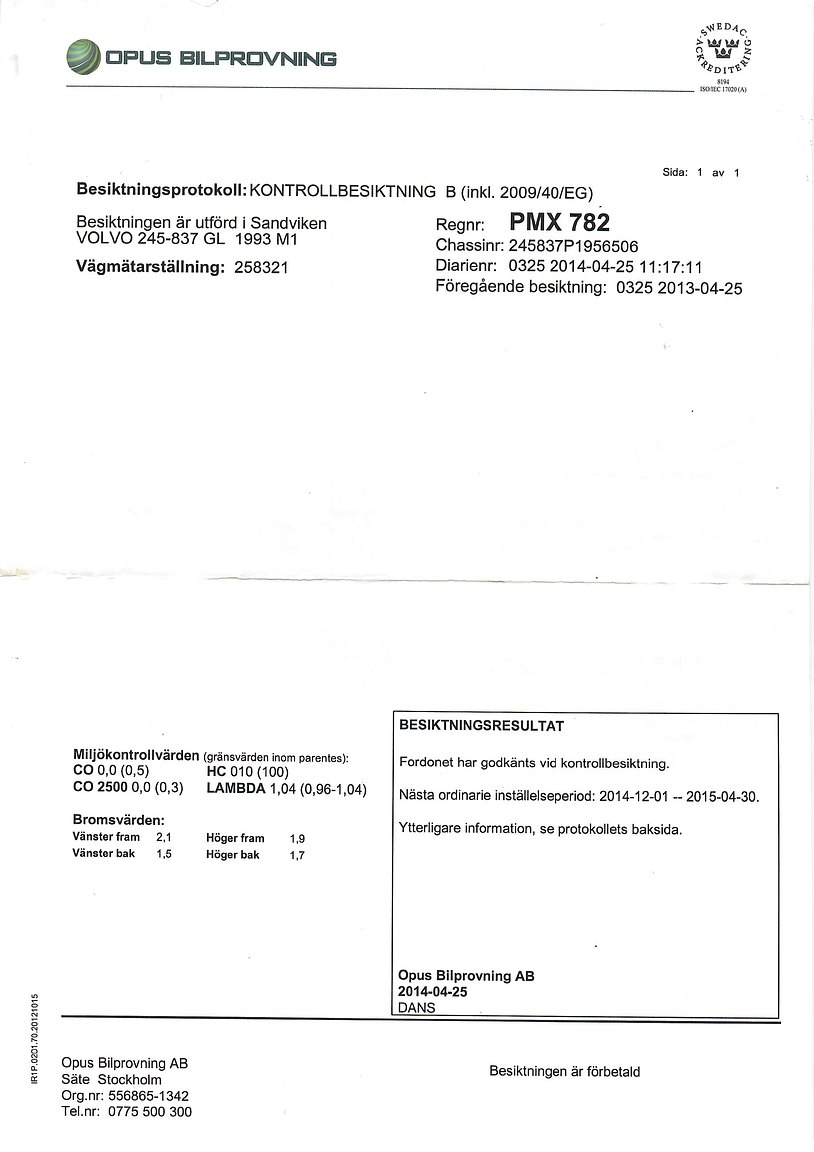 Dokumentation för 1993 Volvo 245 GL Classic "No Reserve Auction"