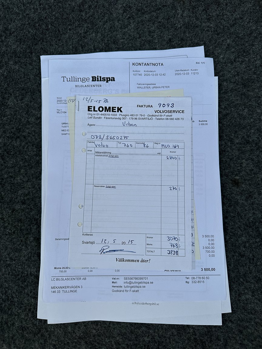 Dokumentation, 1986 Volvo 760 GLE 2.8 V6 Automatisk