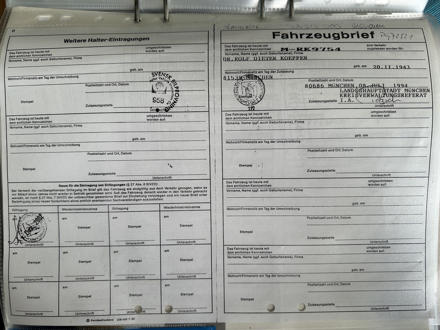 Documentation for 1994 Porsche 928 GTS