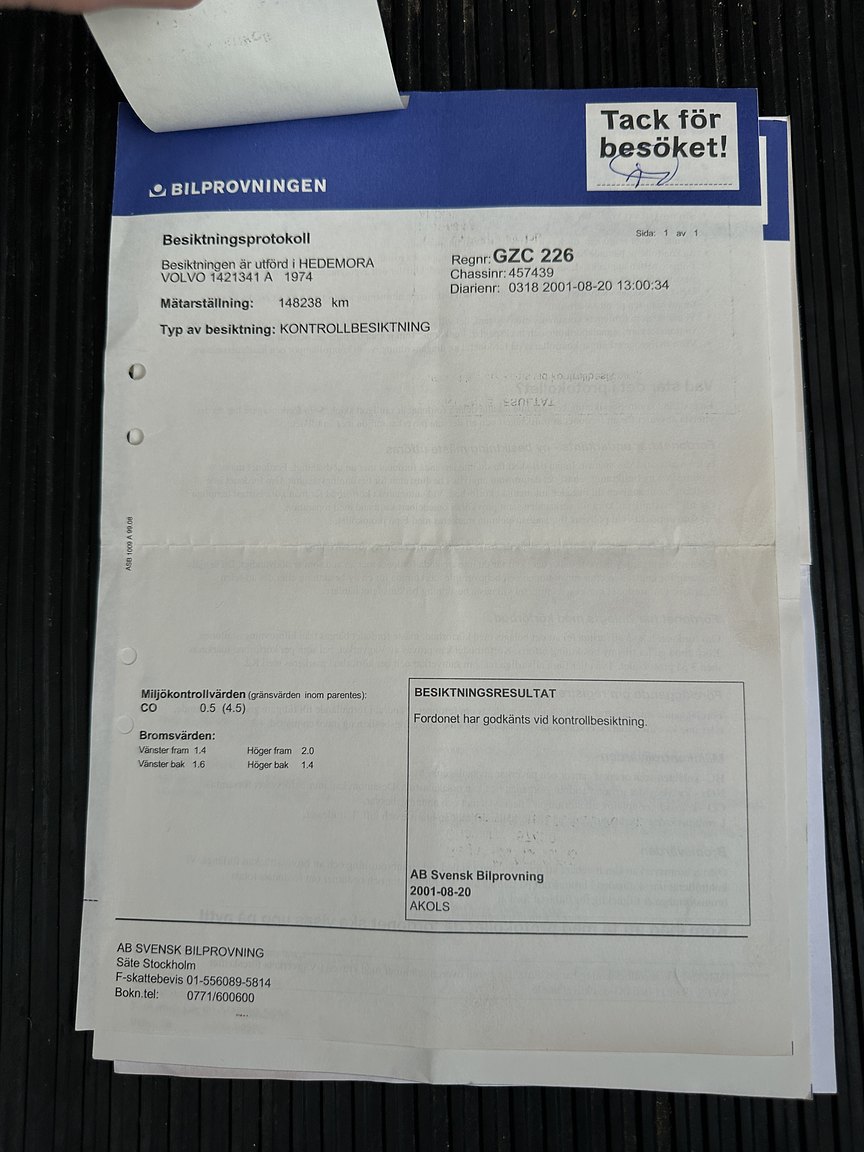 Dokumentation, 1974 Volvo 142 2.0