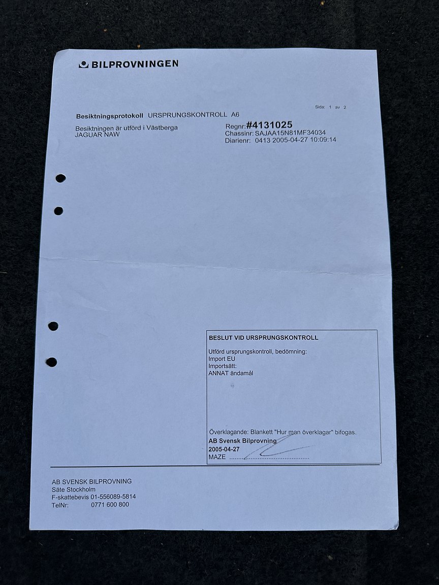 Documentation for 2001 Jaguar XJR