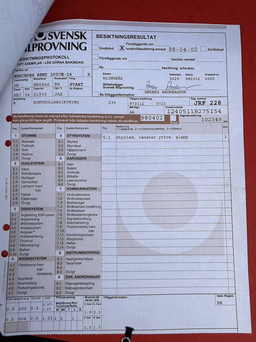 Dokumentation för 1990 Mercedes-Benz 300CE-24