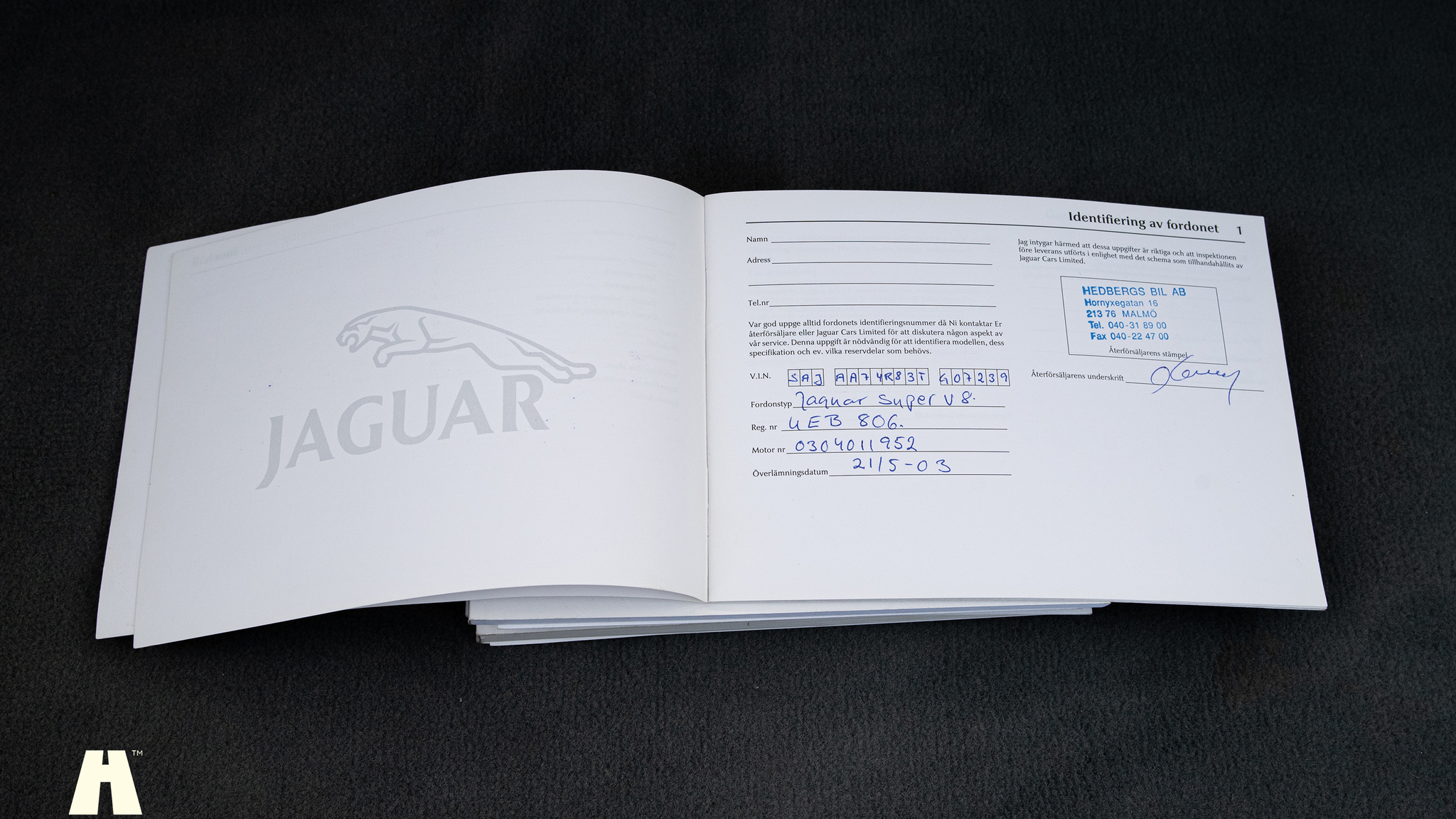 Documentation for 2003 Jaguar XJ Super V8