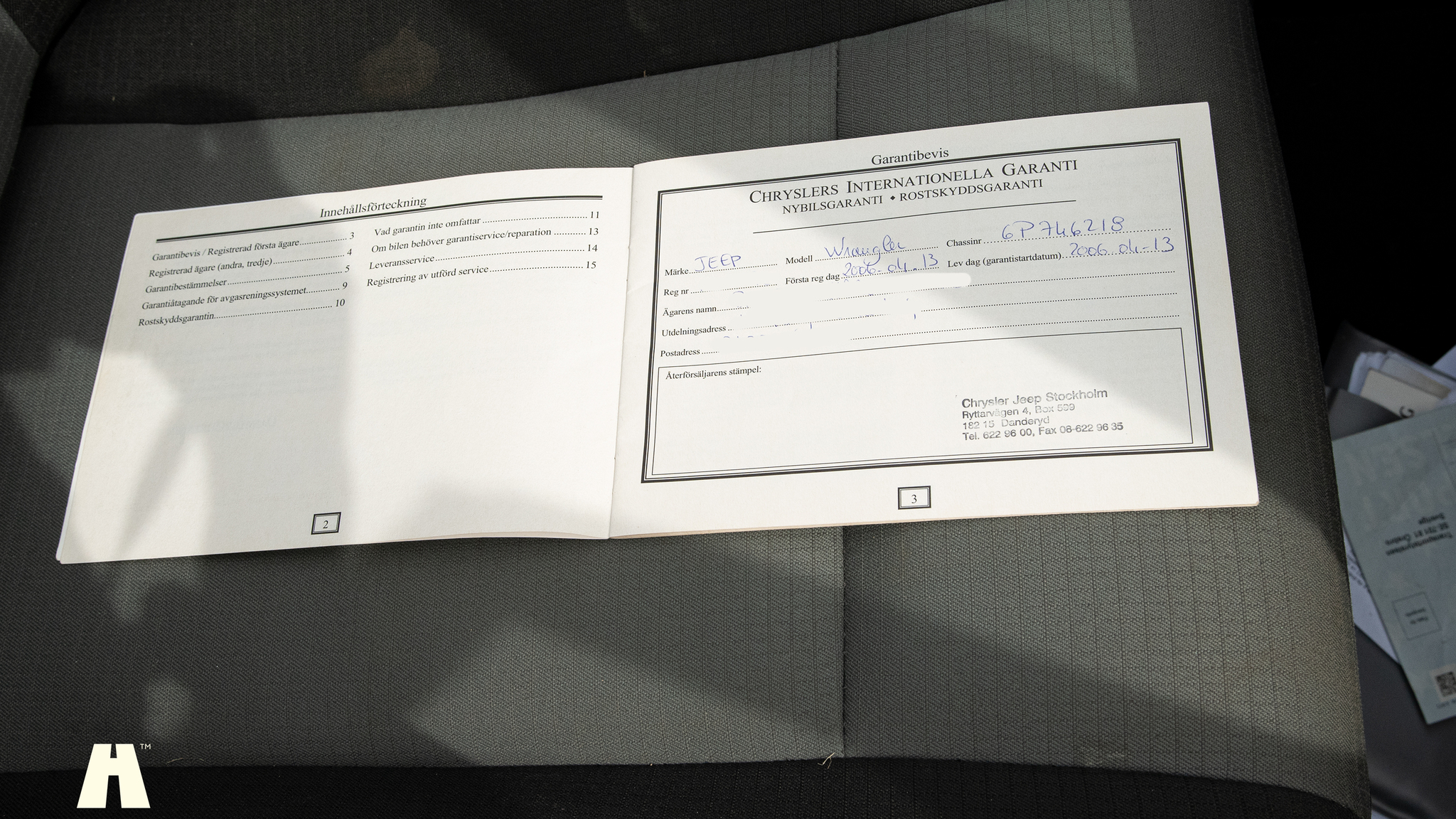 Dokumentation för 2006 Jeep Wrangler 4.0L Sahara 