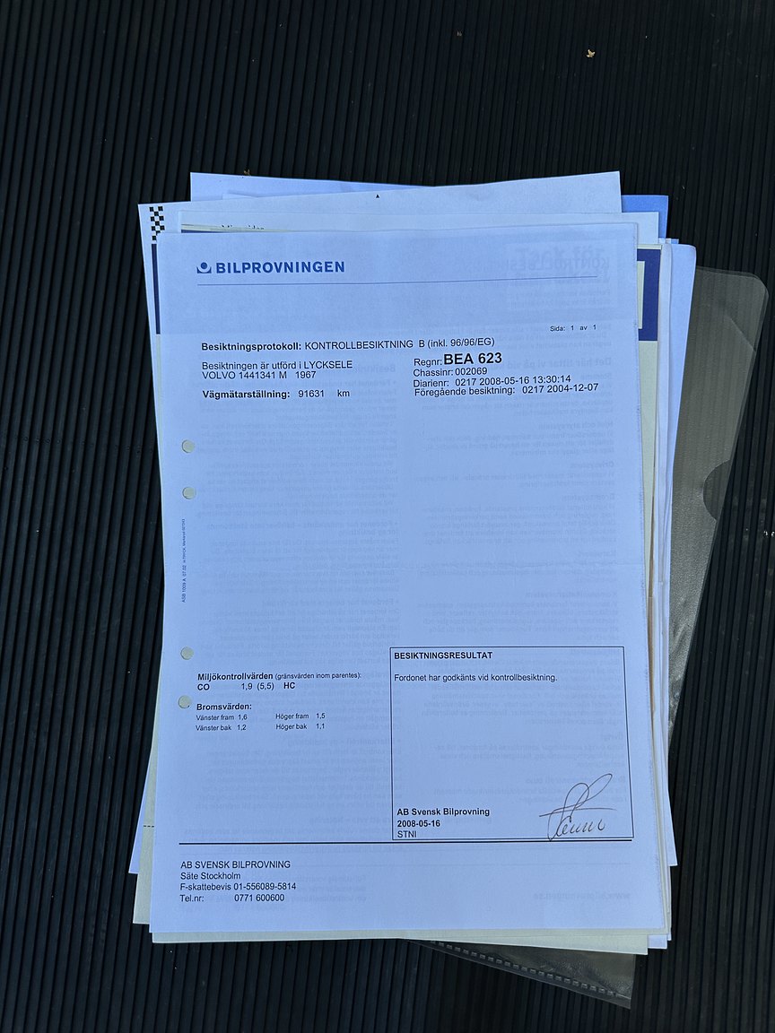 Documentation for 1967 Volvo 144 1.8 