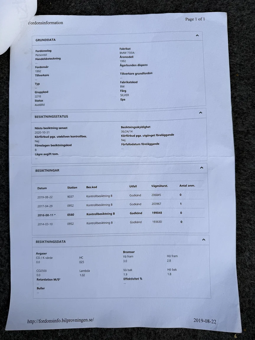 Dokumentation för 1992 BMW 730iA (9)
