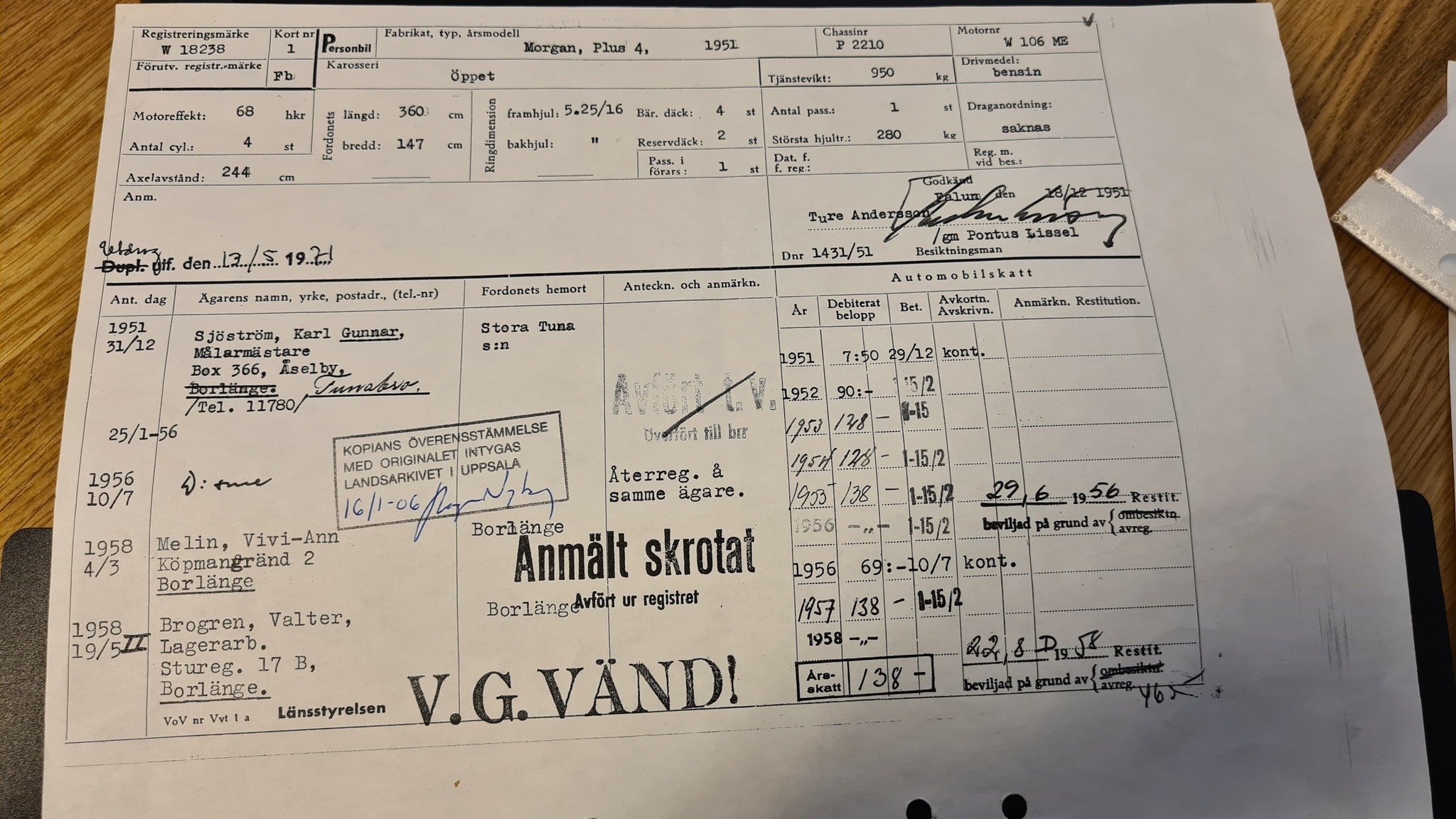 Dokumentation för 1951 Morgan Plus 4 (7)