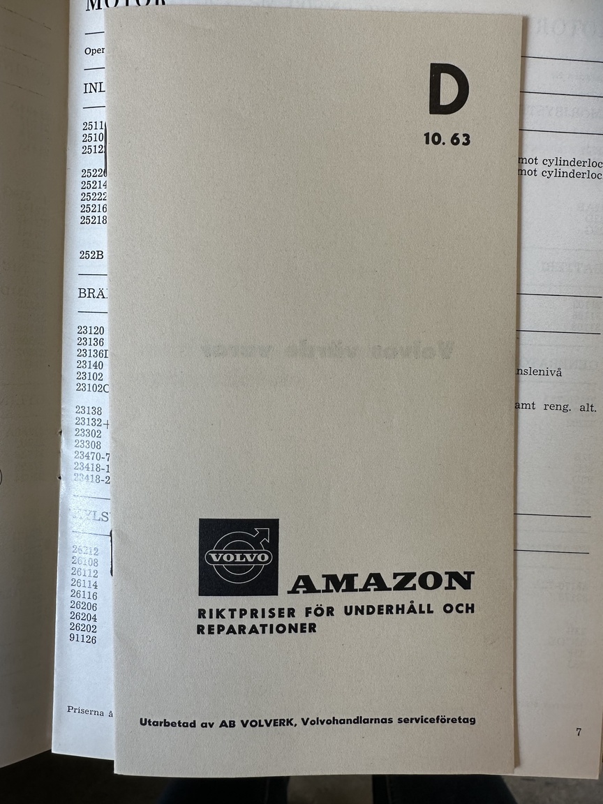 Documentation for 1968 Volvo Amazon 121