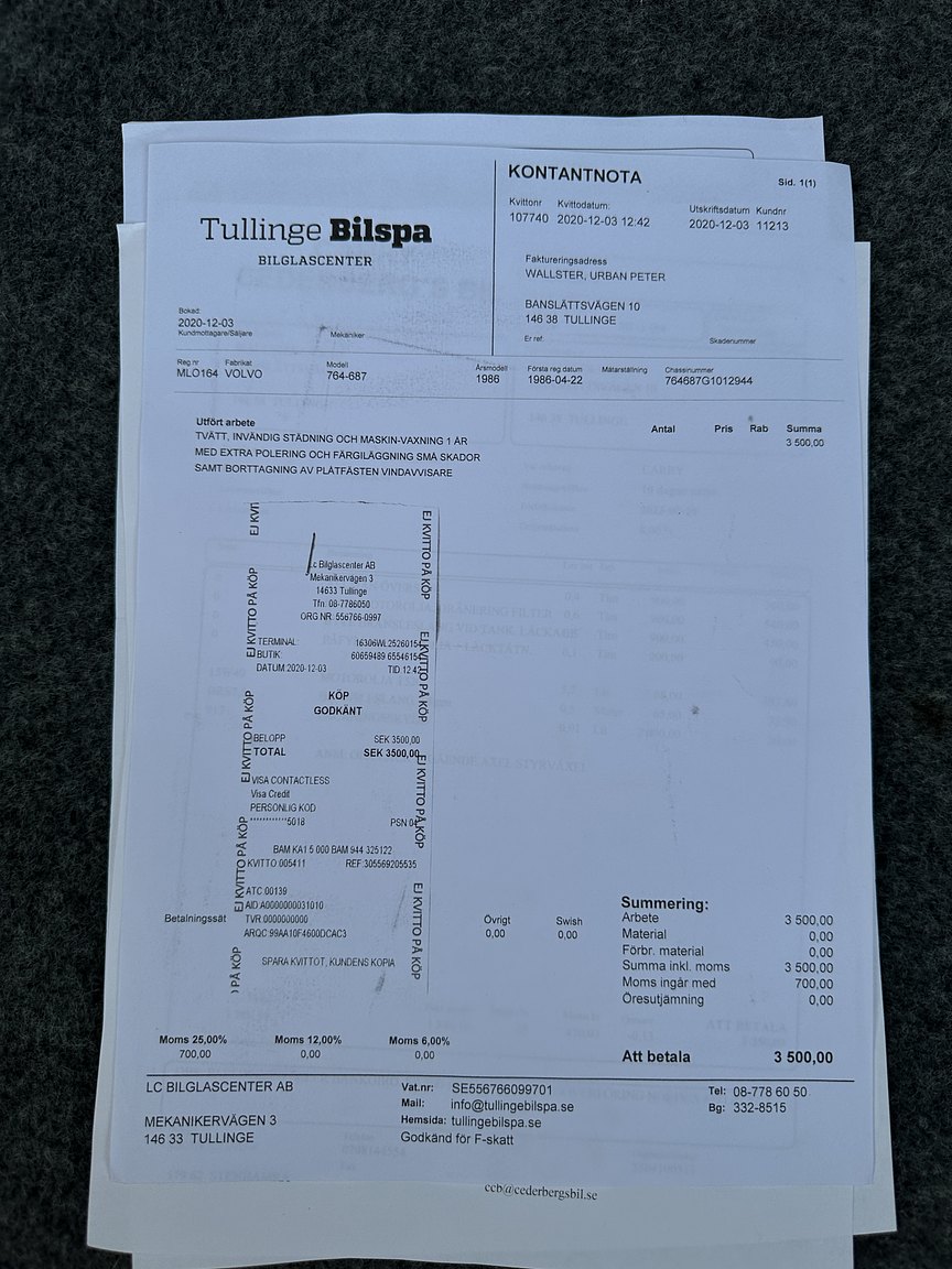 Dokumentation för 1986 Volvo 760 GLE 2.8 V6 Automatisk