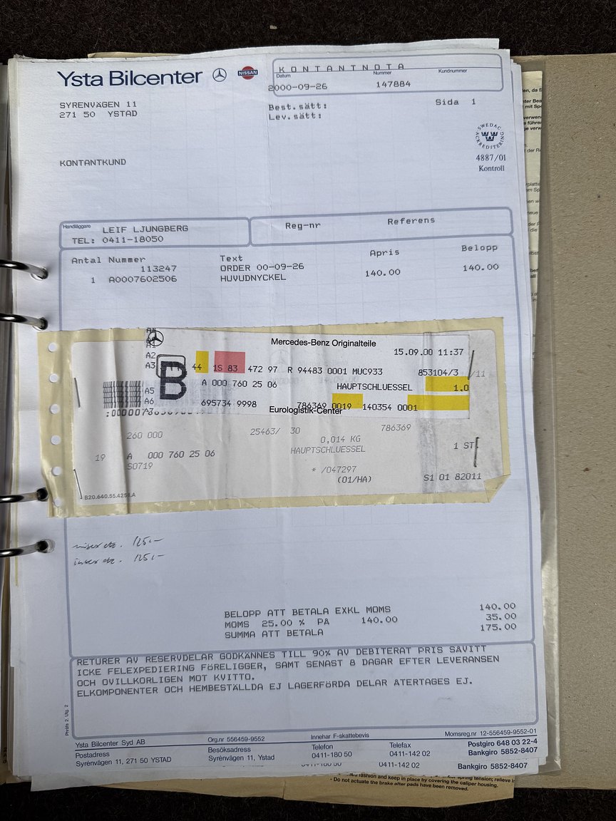 Dokumentation för 1987 Mercedes-Benz 300 SE