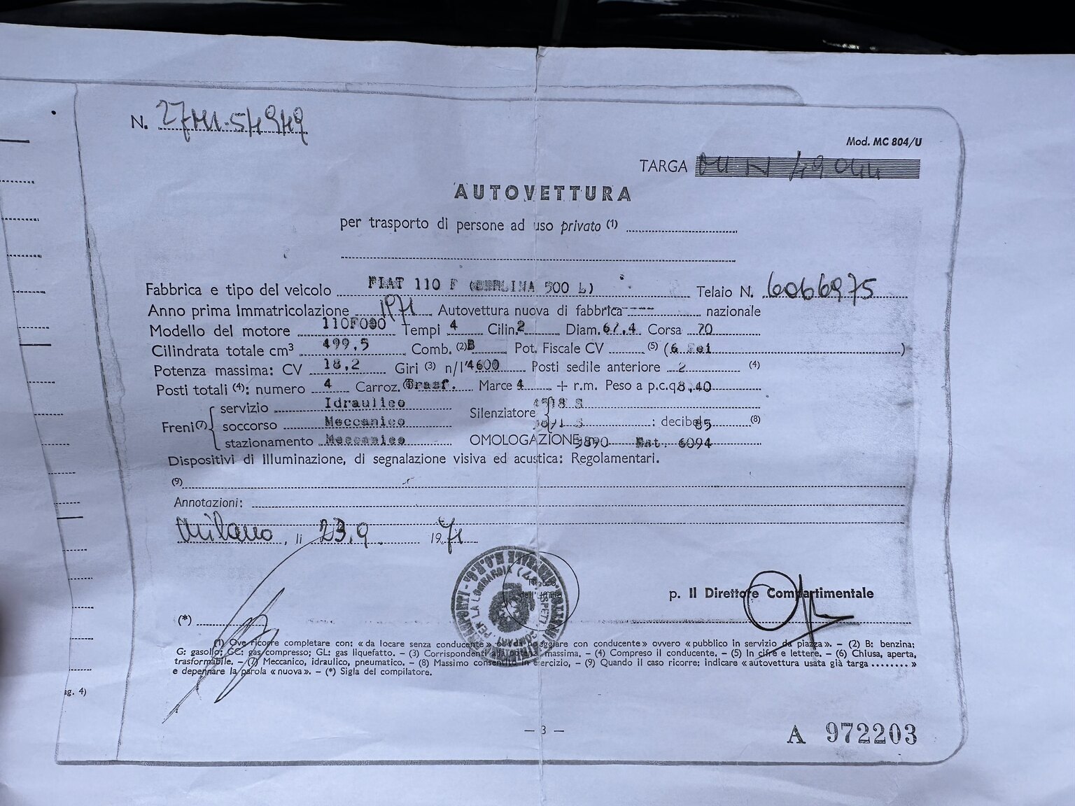 Dokumentation, 1971 Fiat 500 L (1)