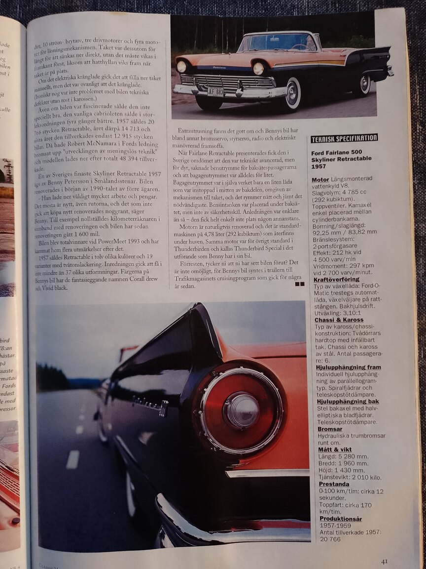 Dokumentation, 1957 Ford Fairlane 500 Skyliner Retract