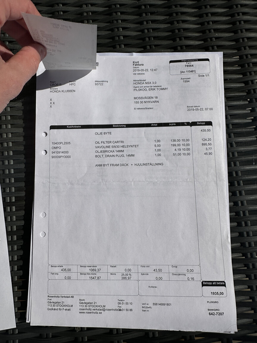 Documentation for 1992 Honda NSX 3.0