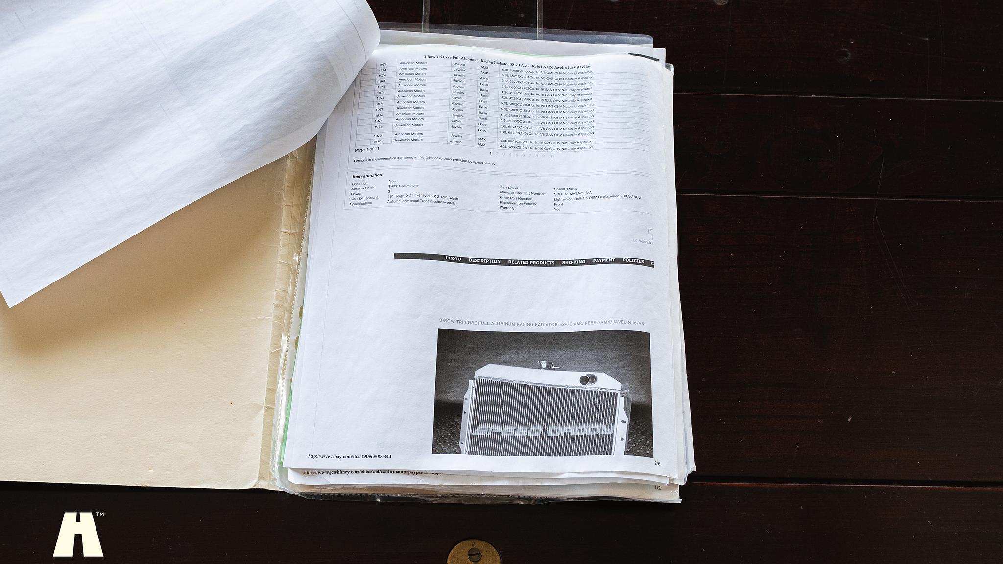 Dokumentation för 1965 AMC Rambler Marlin 327 CUI 5.4 V8