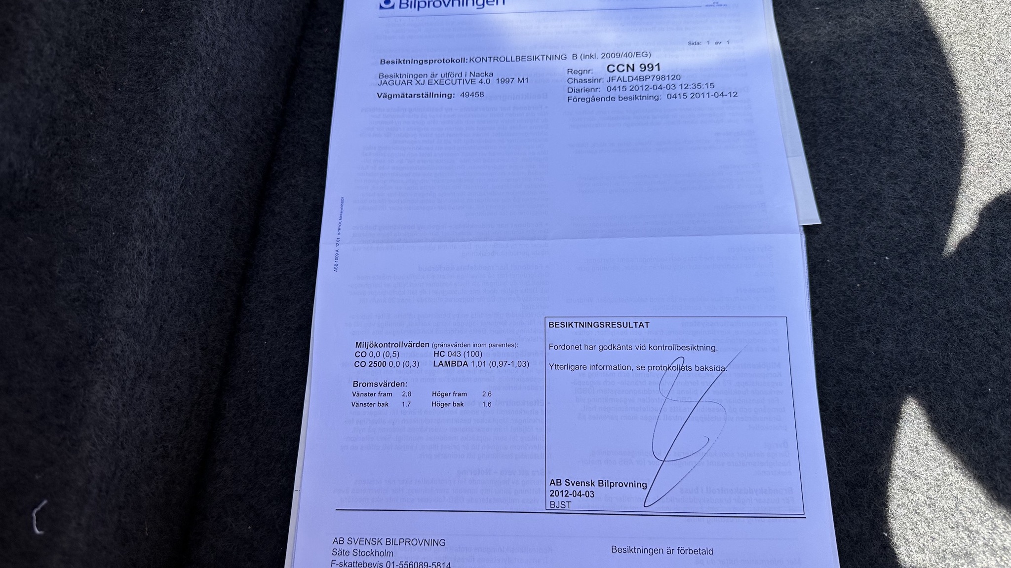 Dokumentation för 1997 Jaguar XJ 4.0 Executive