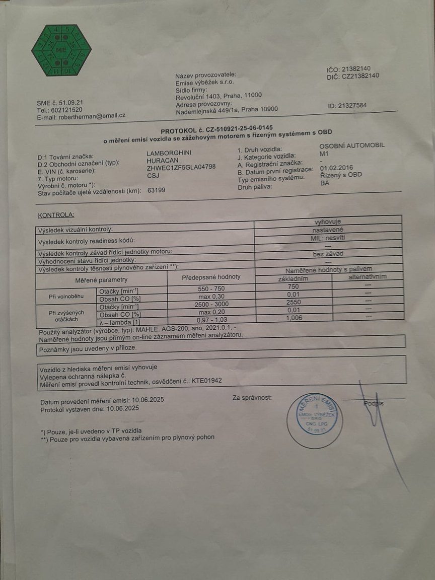 Documentation for 2016 Lamborghini Huracan LP-610-4