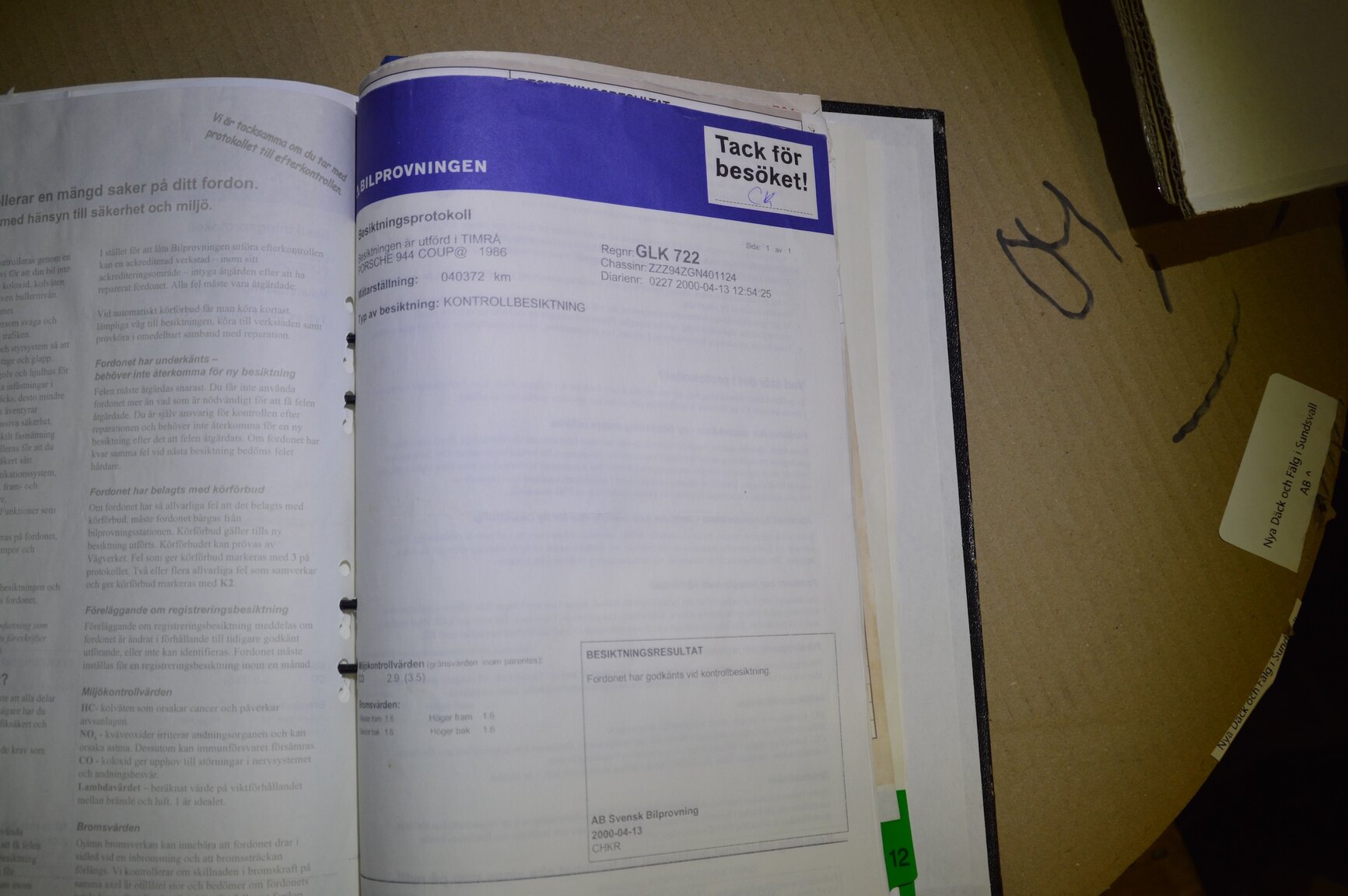 Documentation for 1986 Porsche 944 Coupé