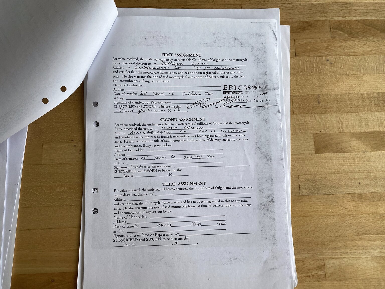 Dokumentation för 2014 Harley Davidson Custom