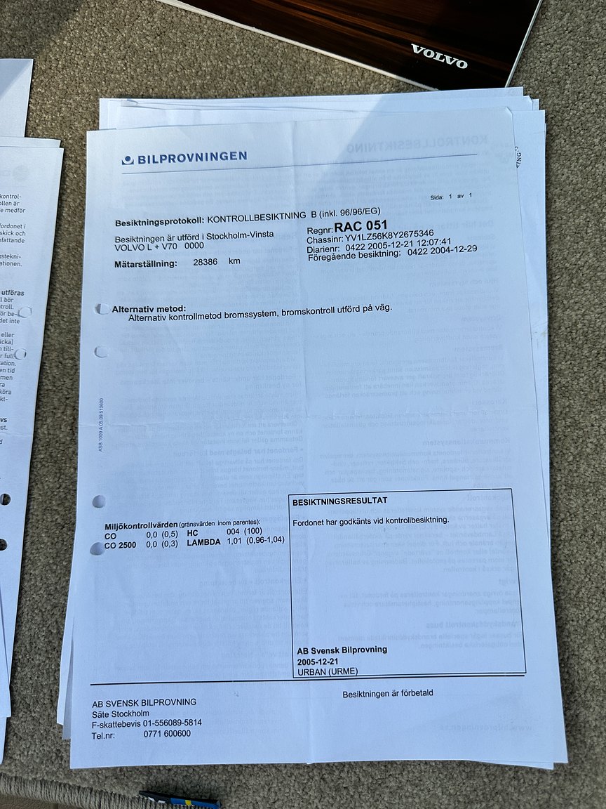 Dokumentation för 2000 Volvo V70 XC 2.4 T AWD 