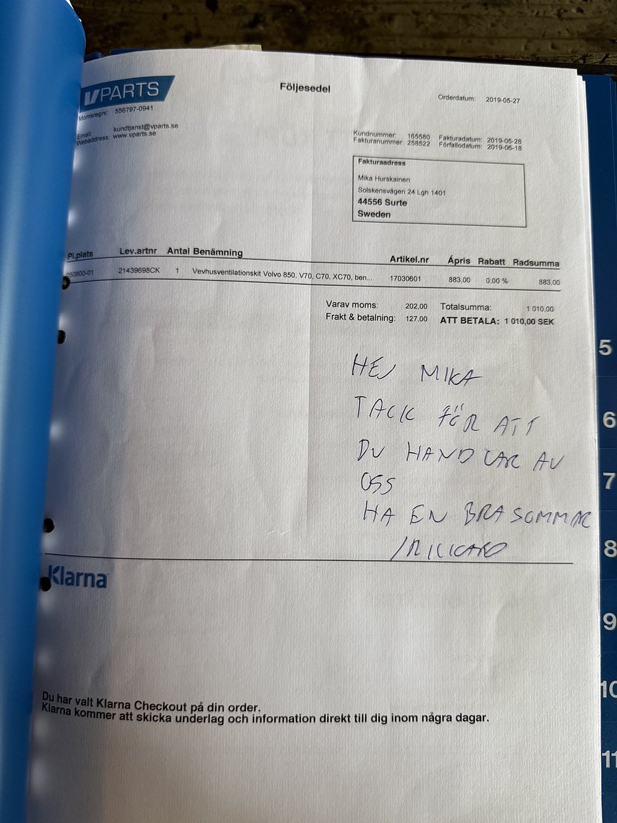 Documentation for 1995 Volvo 850 T-5R