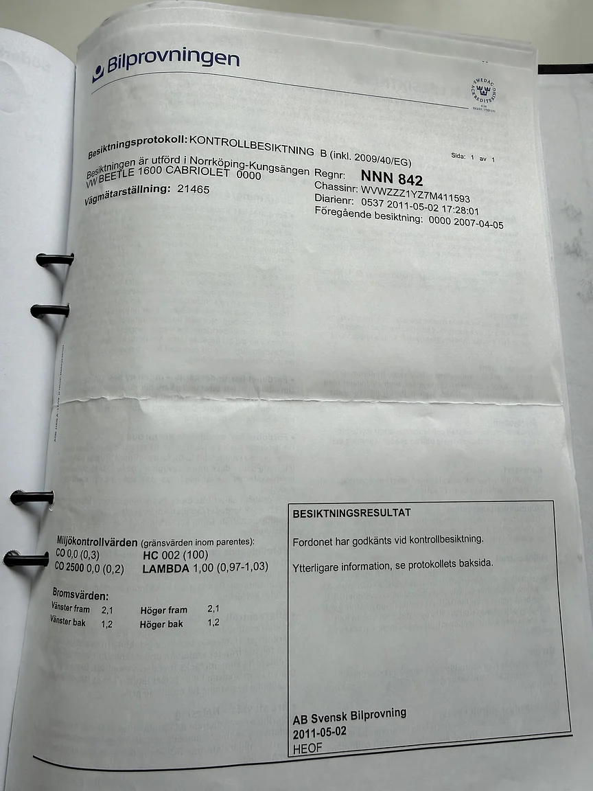 Dokumentation för 2007 VW Beetle 1600 Cabriolet  (14)