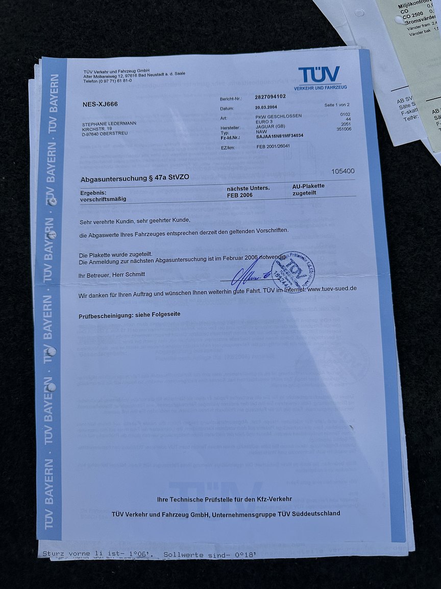 Documentation for 2001 Jaguar XJR