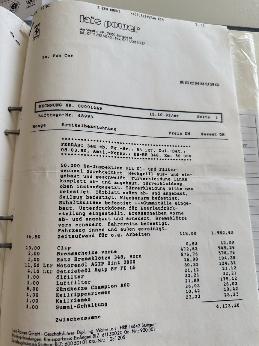 Documentation for 1990 Ferrari 348 (27)