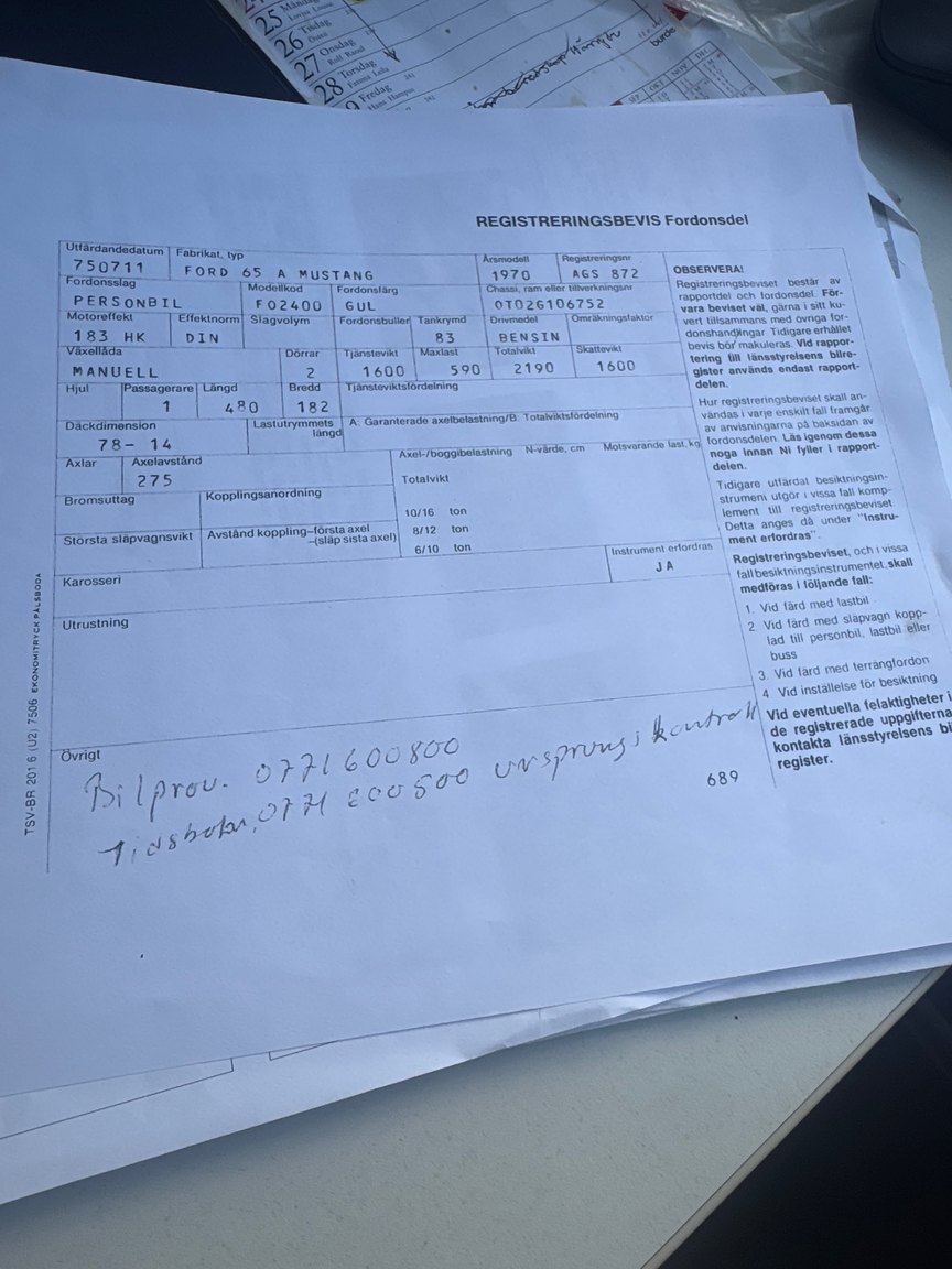 Documentation for 1970 Ford Mustang Boss 302
